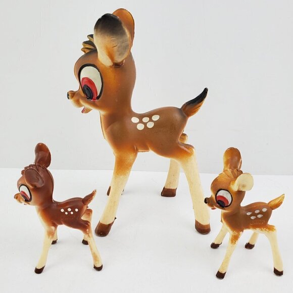 Bambi Deer Vintage WDP Walt Disney Production Toy Figurines Plastic Set of 3 - Picture 7 of 8